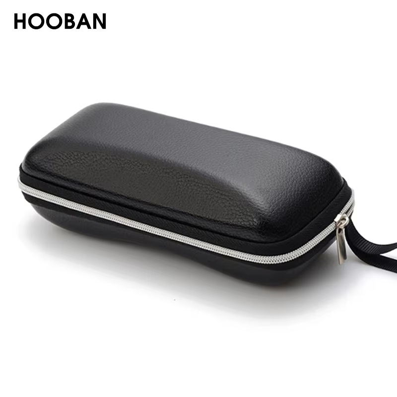 Étui de luxe pour lunettes de soleil à fermeture éclair EVA, boîte de protection en cuir PU noir de 