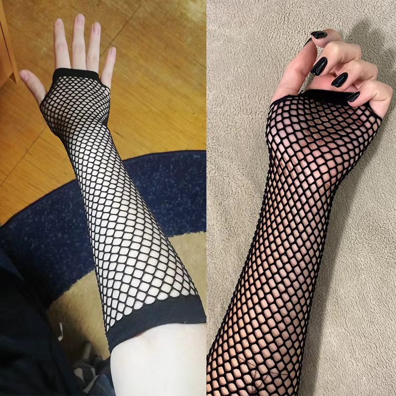 Femmes mode néon résille sans doigts longs gants jambe bras manchette tenue de fête déguisement pour