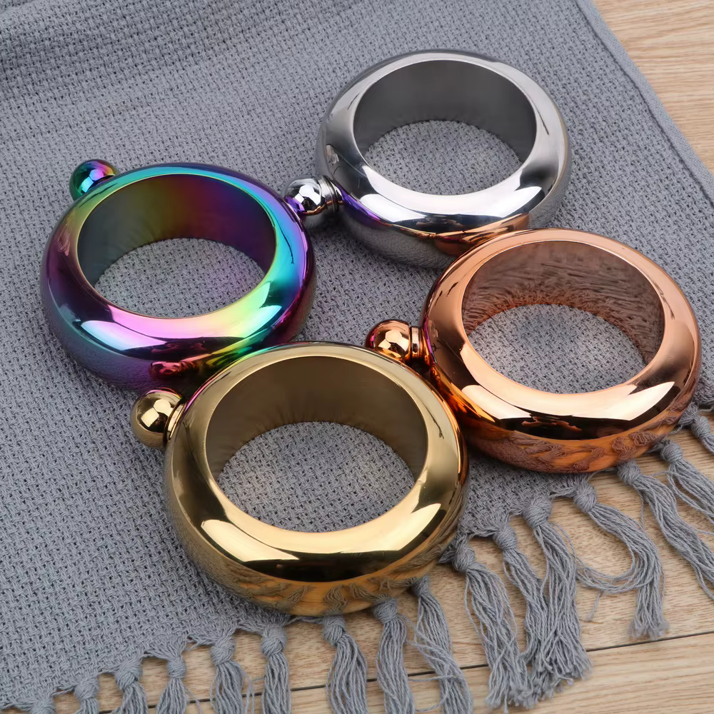 3.5 oz accessoires pour boissons pour whisky Vodka alcool rond Chic flacon de hanche Bracelet élégan