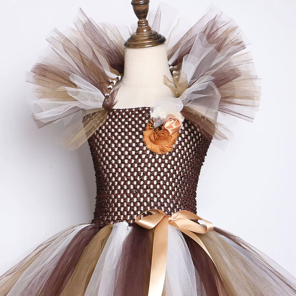Costume de Lion de la Jungle marron pour bébés filles, robe Tutu fantaisie de fête d'animaux pour en