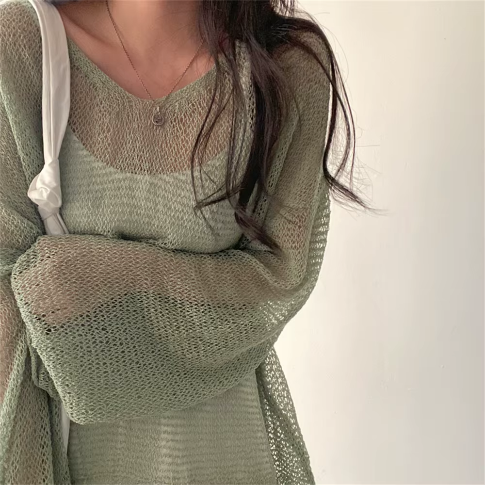 Karrram – pull à manches longues pour Femme, Style paresseux, haut ajouré, Sexy, mode, décontracté,