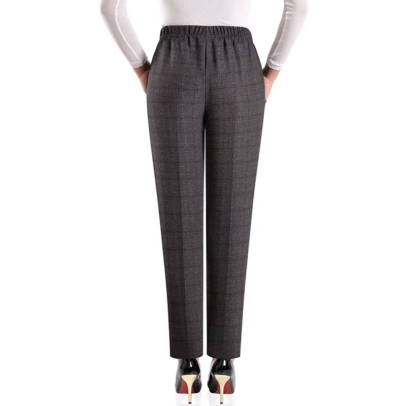 Pantalon surdimensionné élastique pour femme d'âge moyen, taille haute, ample, décontracté, chaud, e