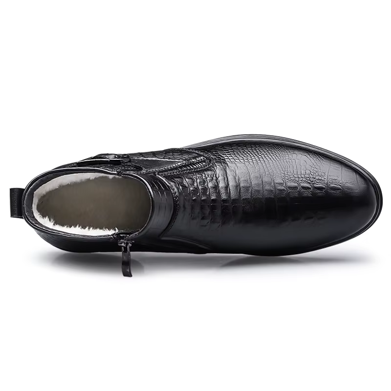 Bottes d'affaires en cuir de vache de qualité pour hommes, bottines de neige chaudes en fourrure, mo