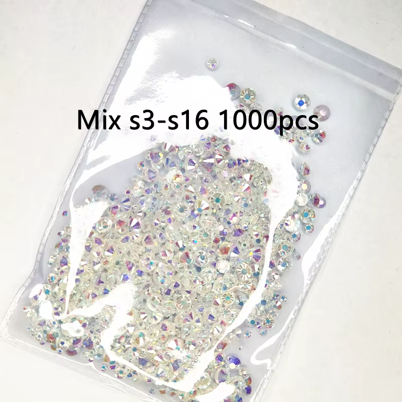 Top paillettes cristal AB/Base or clair Strass Non correcteurs à chaud SS3-SS50 Strass à dos plat et