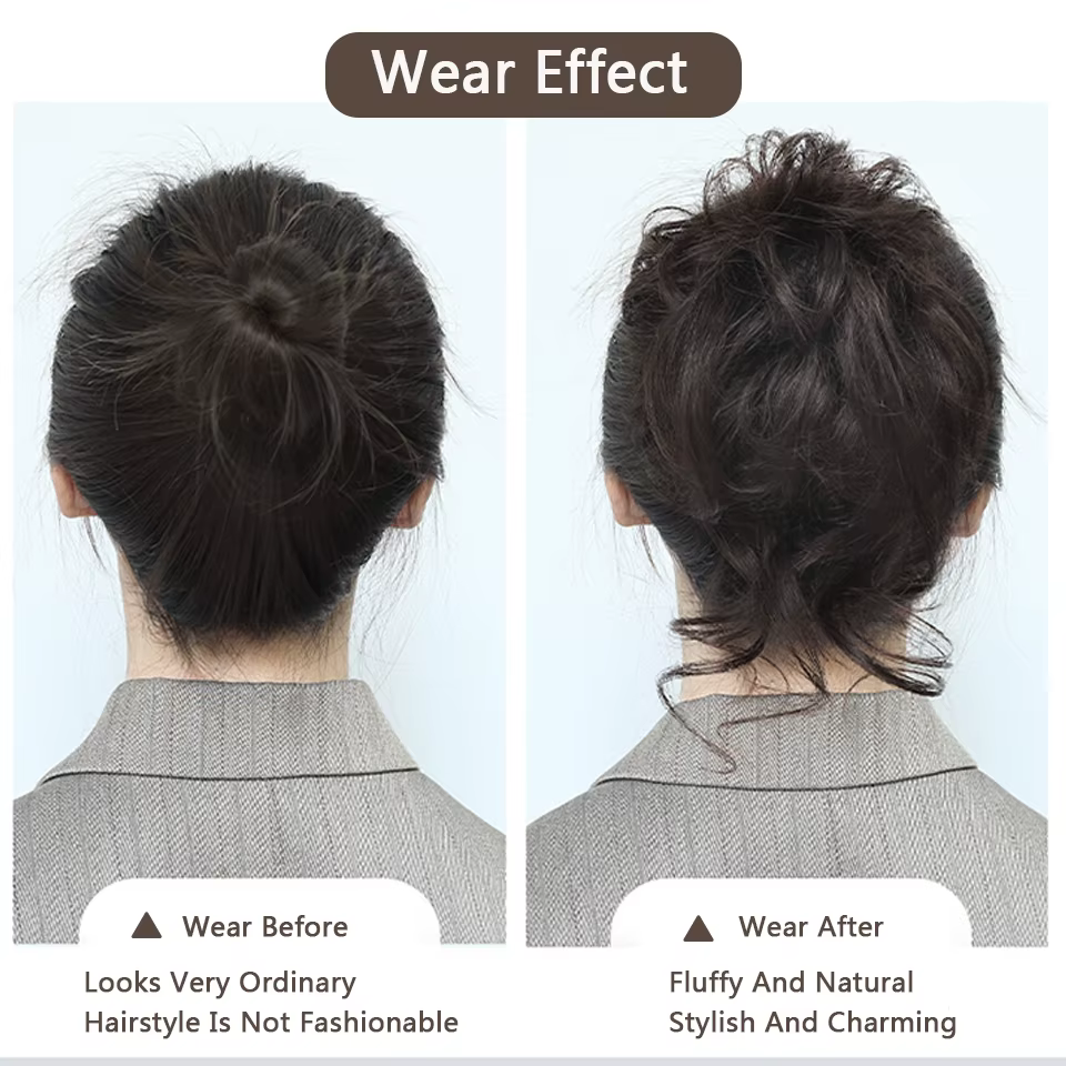 LUPU – Chignon synthétique bouclé en désordre, bandeau élastique, faux cheveux pour femmes, épingles
