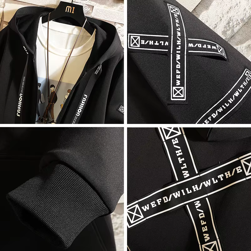 Nouveaux hommes Streetwear noir vestes et manteaux Hip Hop Harajuku à capuche hommes coupe-vent pard