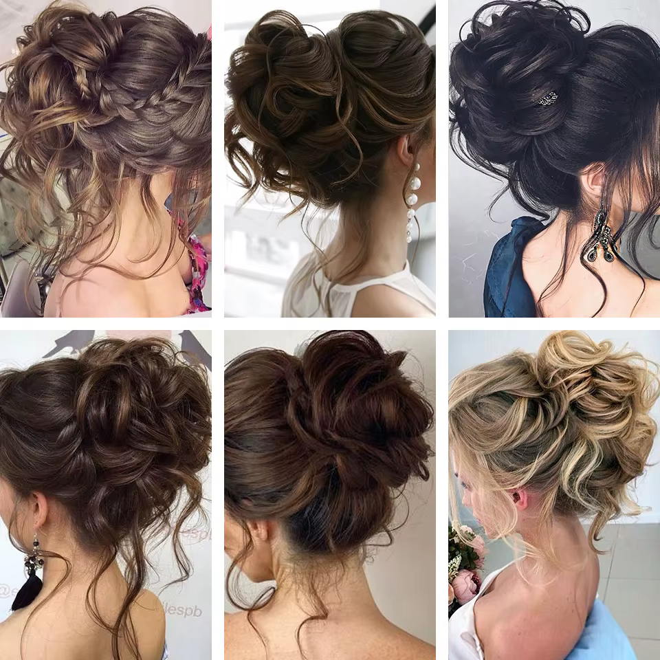 LUPU – Chignon synthétique bouclé en désordre, bandeau élastique, faux cheveux pour femmes, épingles