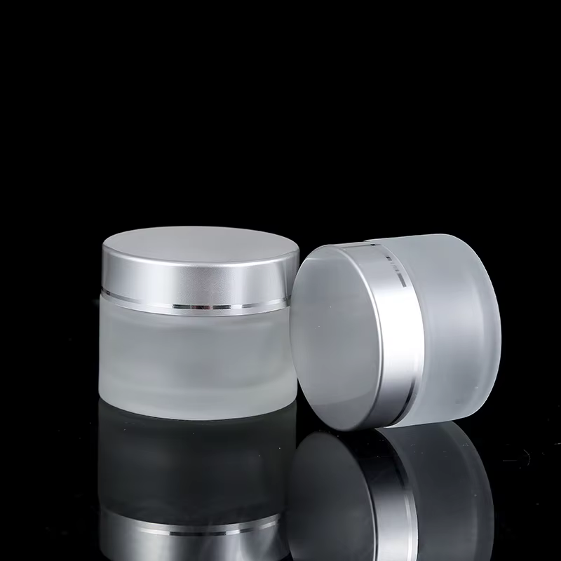 Bouteilles d'onguent rechargeables en verre givré, Pot cosmétique vide, conteneur de crème pour le v