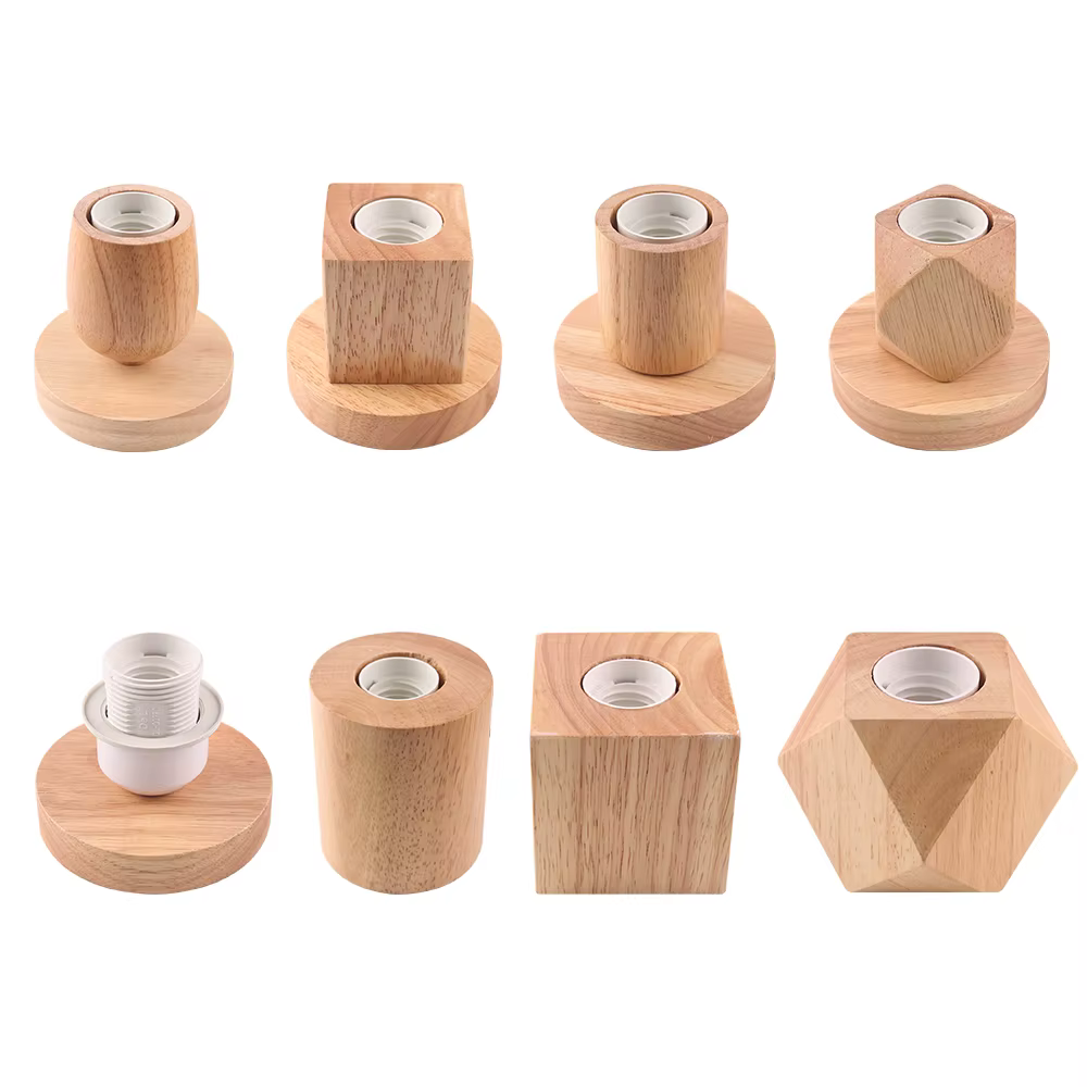 GANRILAND rétro lampe de Table en bois E27 douille Vintage lampe de bureau support de Base en bois l
