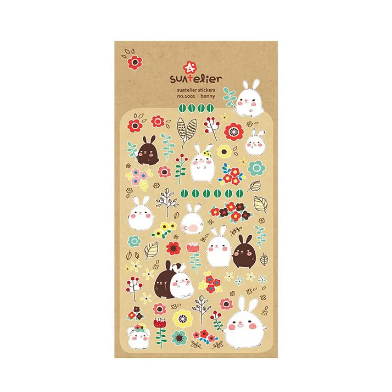 Suatelier Bonny autocollants pour Scrapbooking mignon lapin poubelle Journal autocollant Journal Alb