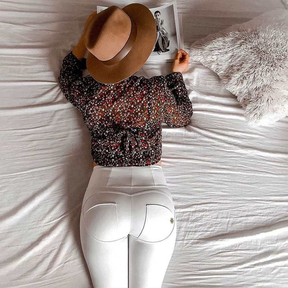 Shascullfites-Pantalon en cuir Élpour femme, pantalon crayon taille haute, leggings skinny, élastiqu