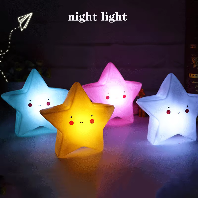 LED Mini veilleuse dessin animé fantaisie étoile lune lampe de chevet bébé chambre décoration alimen