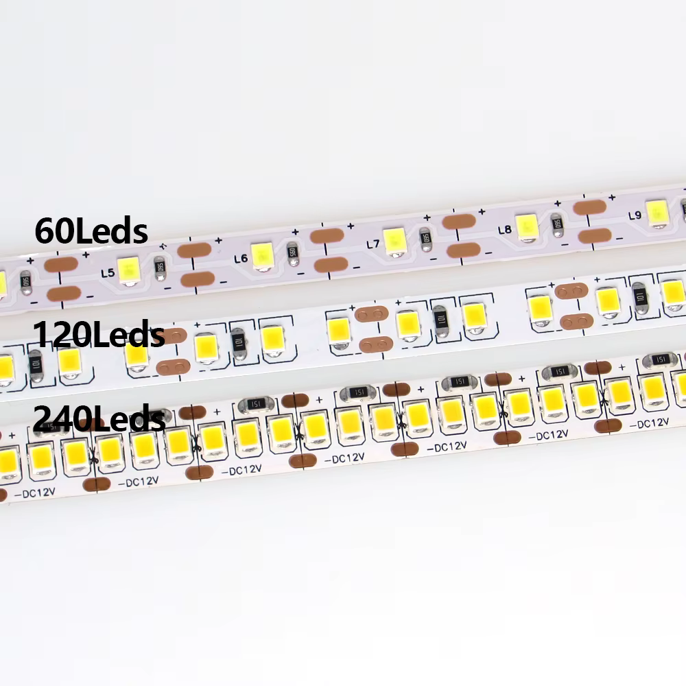 Bande lumineuse LED SMD 2835, DC 12 V, 0.5-5m, 60/120/240 LED/m, non étanche, décoration de cuisine 