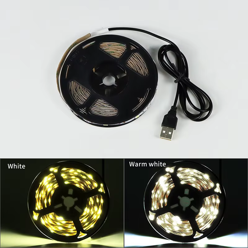 Bande lumineuse Led USB 5V SMD 2835 1M 2M 3M 4M 5M, ruban d'éclairage Flexible blanc/blanc chaud, ba