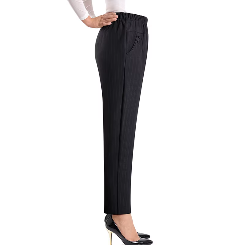 Pantalon surdimensionné élastique pour femme d'âge moyen, taille haute, ample, décontracté, chaud, e