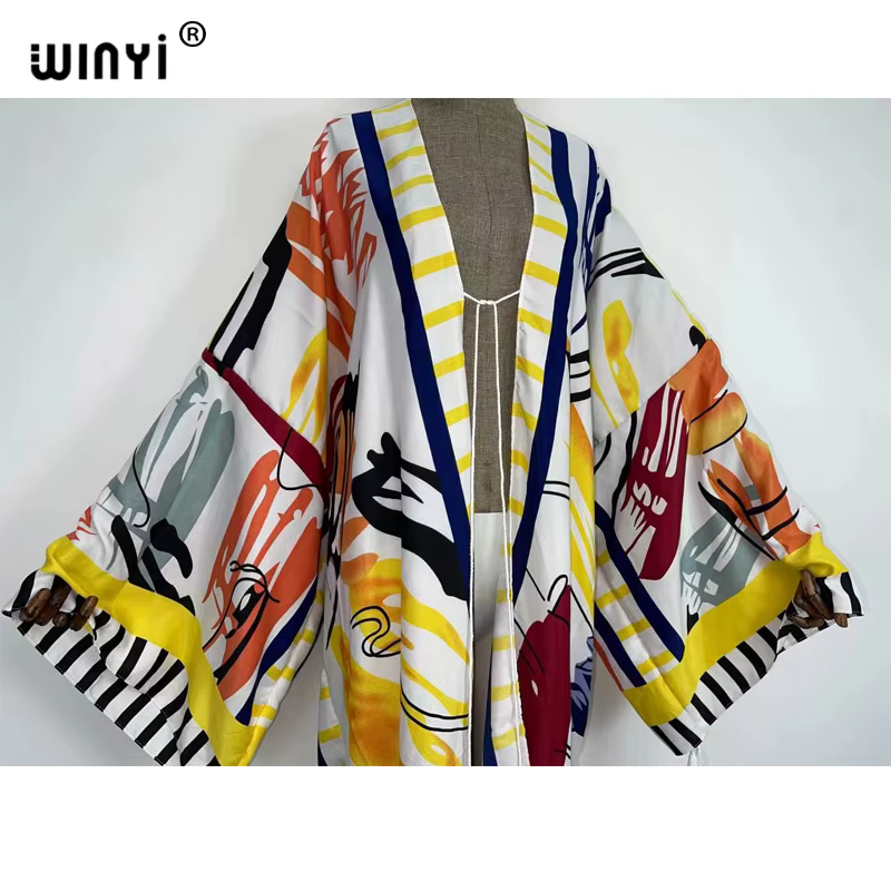 WINYI – Cardigan longue et ample pour femme, Caftan, robe de Cocktail, style Boho, Maxi, vacances af