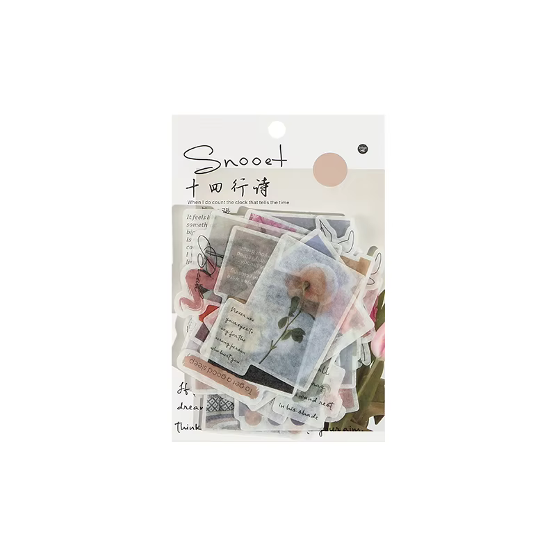 40 pièces/paquet lettre du temps poésie Washi papier autocollants bricolage journal déco balle journ