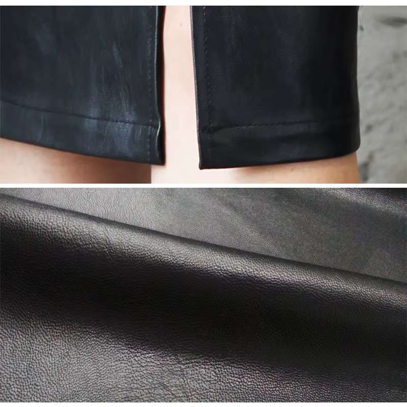 Jupe mi-longue en cuir PU pour femmes, automne hiver, paquet pour dames, jupe crayon fendue sur le d