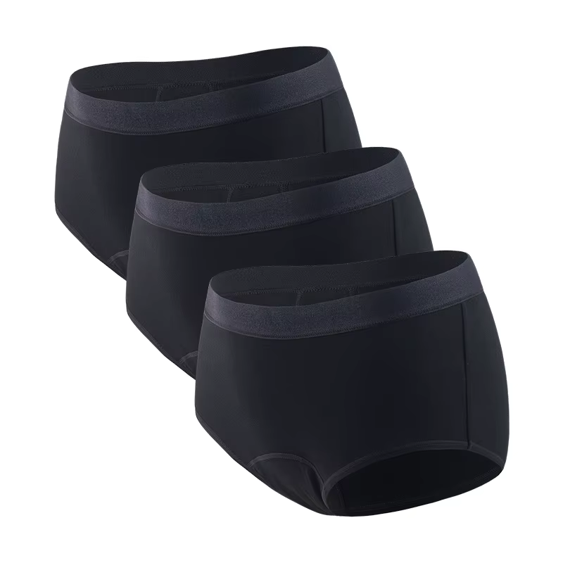 3 pièces culottes menstruelles pour femmes en fibre de bambou coton sous-vêtements imperméables à 4