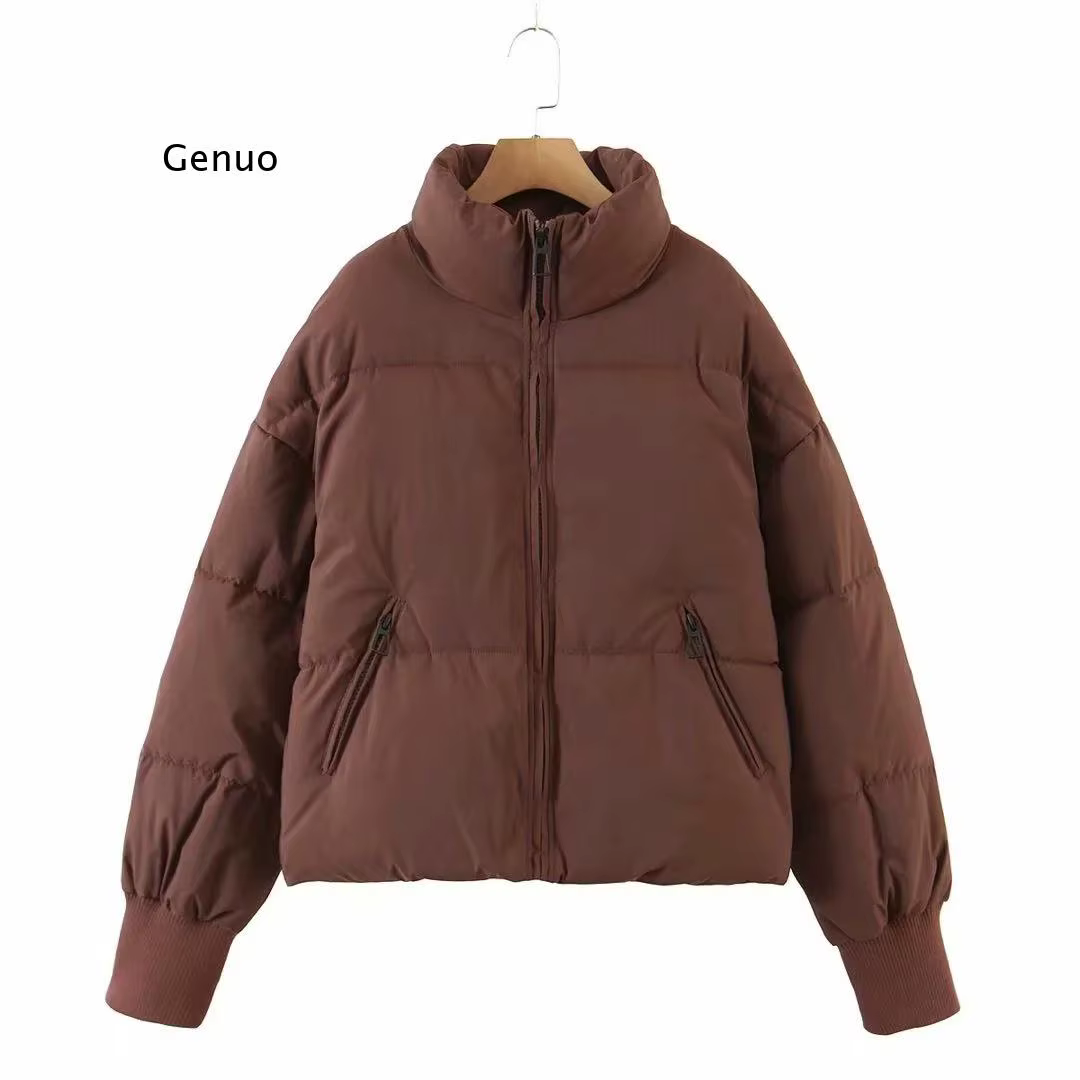 Veste épaisse rembourrée à col montant pour Femme, parka surdimensionnée, à la mode, Style Preppy, h