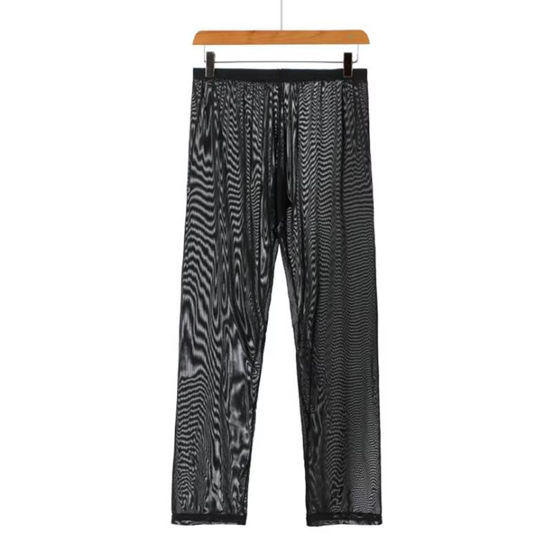 Pyjama en maille transparente pour hommes, vêtements de nuit, sous-vêtements sexy, pantalons de mais