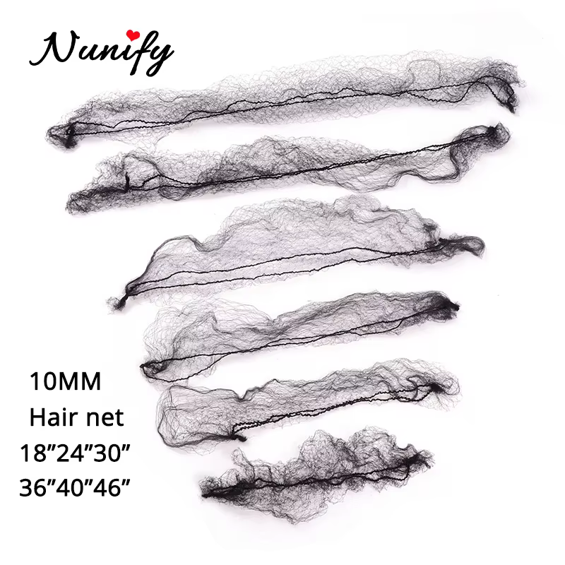 20 pièces/lot filets à cheveux Invisible bord élastique maille longue 36 pouces noir court 18 pouces