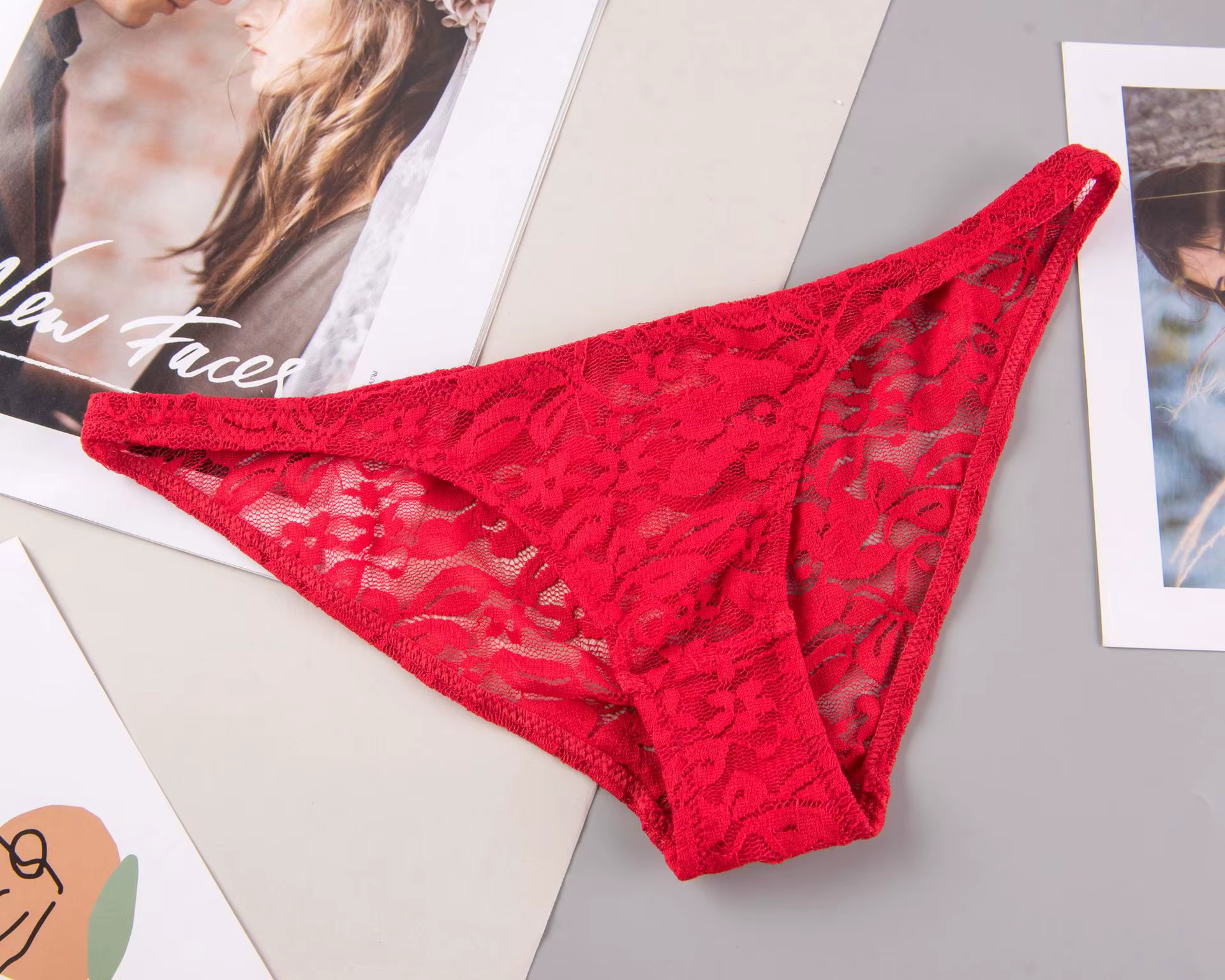 Sous-vêtements sexy en dentelle pour femmes, culotte transparente, slip confortable, taille basse, c