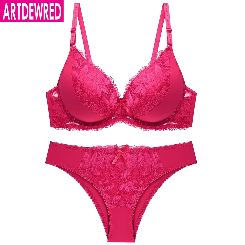 Ensemble de sous-vêtements brodés pour femmes, soutien-gorge push-up, soutien-gorge en dentelle, ens