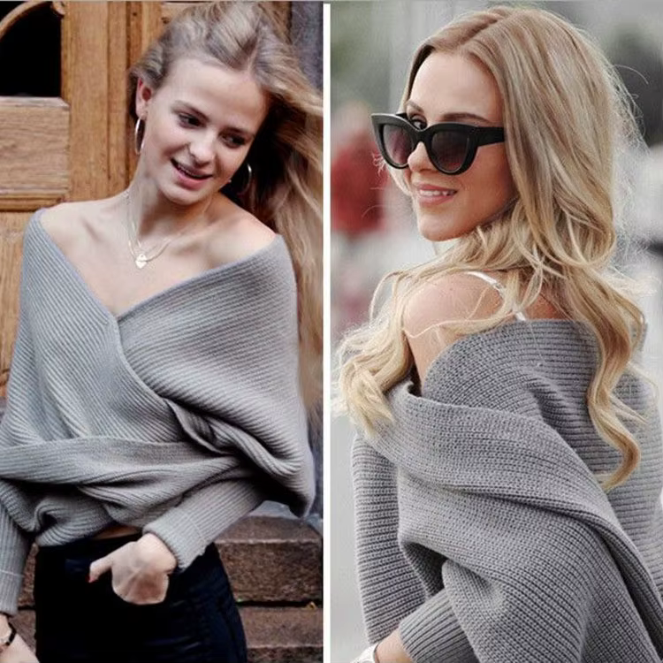 Pulls ronds à col en V pour femmes, écharpe sexy, châles à manches longues, écharpes chaudes pour fe