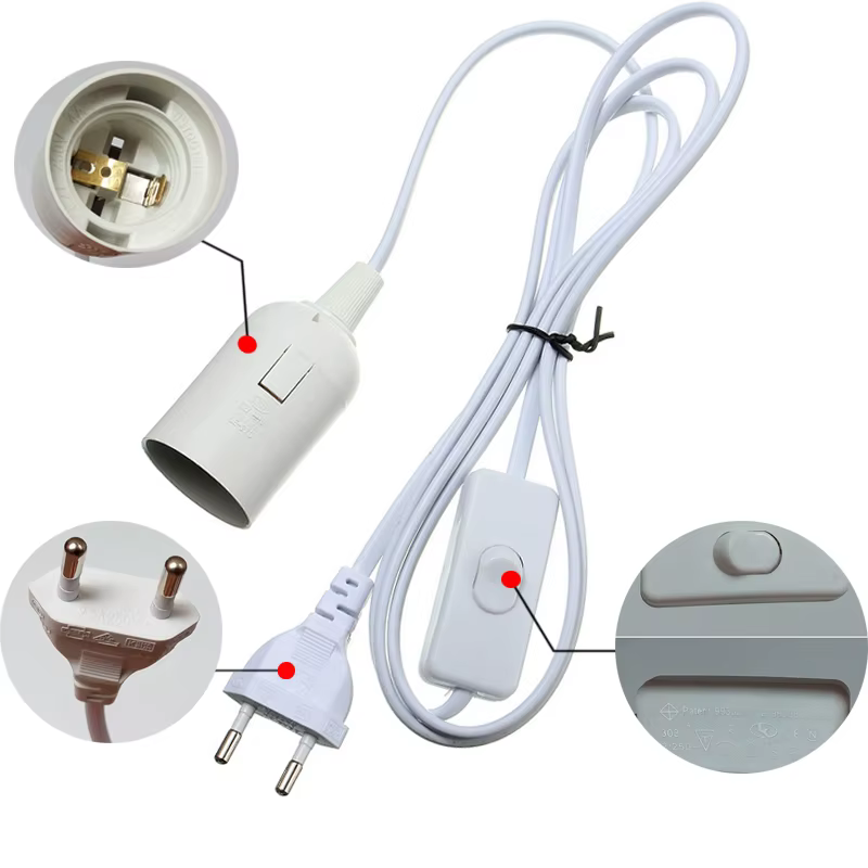 Bases de lampe E27, lampes suspendues, câble d'alimentation de 1.8m, adaptateur de prise ue/US avec 