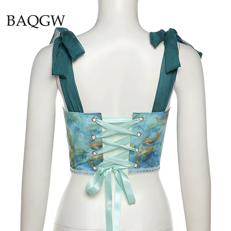Débardeur imprimé Vintage et esthétique pour femme, haut court, mode été, élégant, slim, Clubwear, C