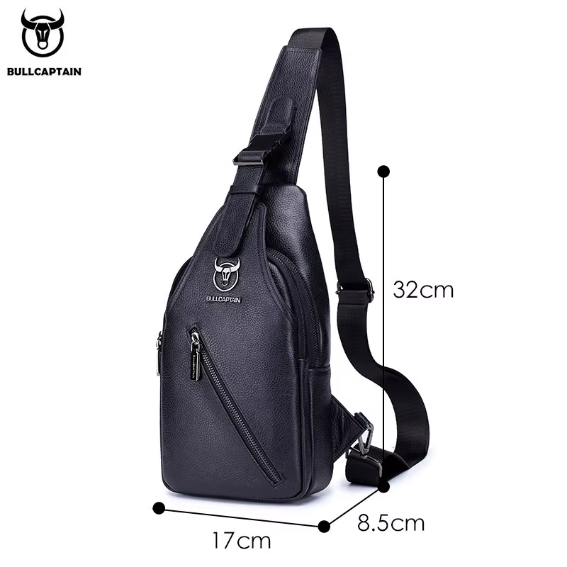 BULLCAPTAIN sac de poitrine en cuir pour hommes sac de rangement de voyage multifonction sac de mess