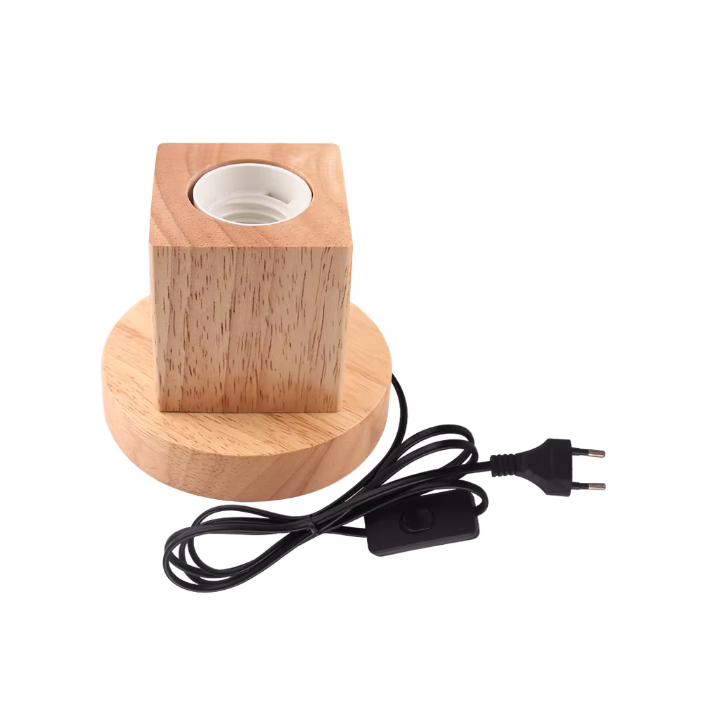 GANRILAND rétro lampe de Table en bois E27 douille Vintage lampe de bureau support de Base en bois l