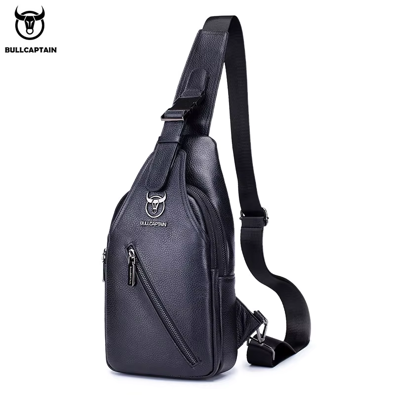 BULLCAPTAIN sac de poitrine en cuir pour hommes sac de rangement de voyage multifonction sac de mess
