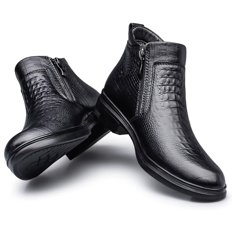 Bottes d'affaires en cuir de vache de qualité pour hommes, bottines de neige chaudes en fourrure, mo