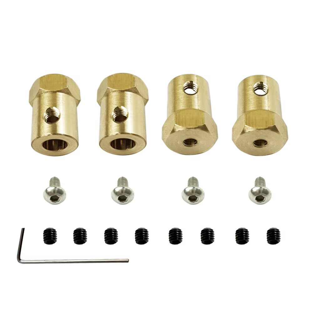 Adaptateur hexagonal de moyeu de roue en laiton de 5mm à 12mm, 4 pièces, pour 1/16 WPL D12 C14 C24 B