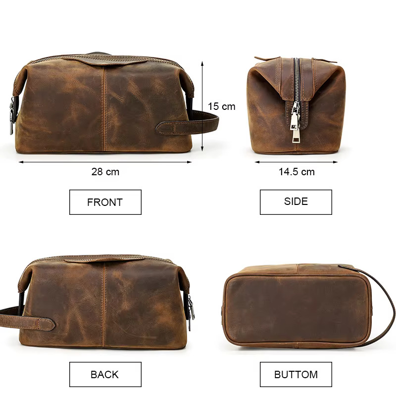 Contact's Crazy Horse – trousse à cosmétiques en cuir pour hommes, trousse de toilette, pochette de