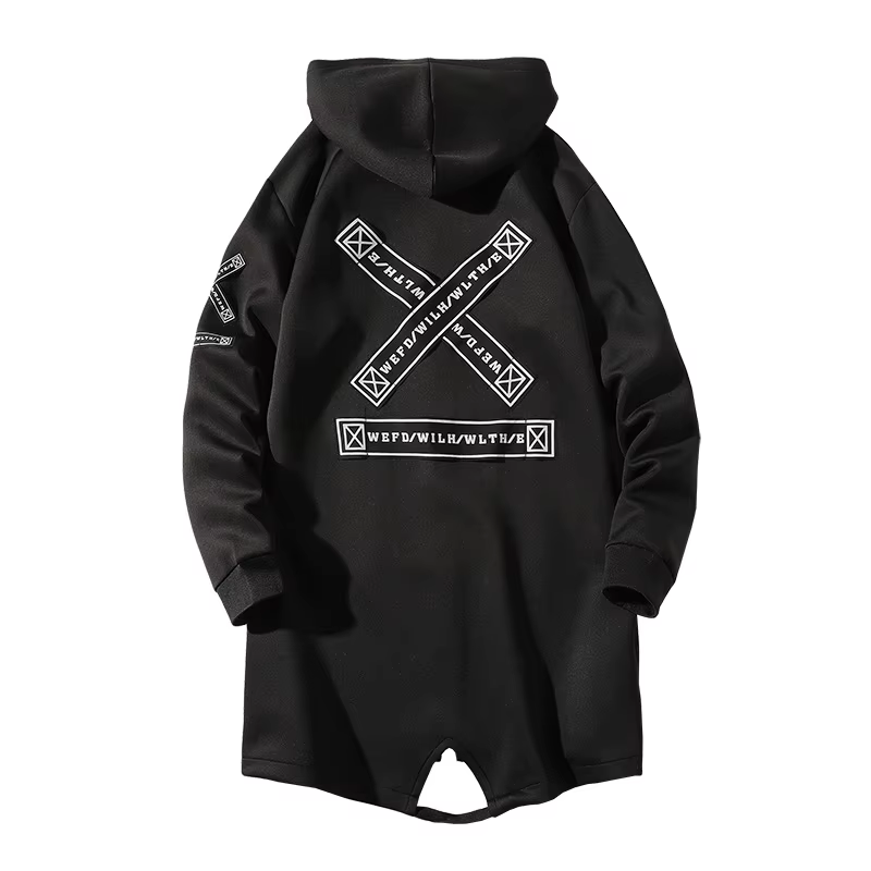 Nouveaux hommes Streetwear noir vestes et manteaux Hip Hop Harajuku à capuche hommes coupe-vent pard