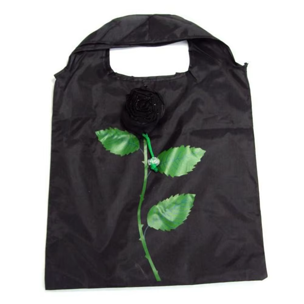 Sacs de courses à fleurs roses, organisateurs de rangement portables, en tissu Polyester, sac écolog