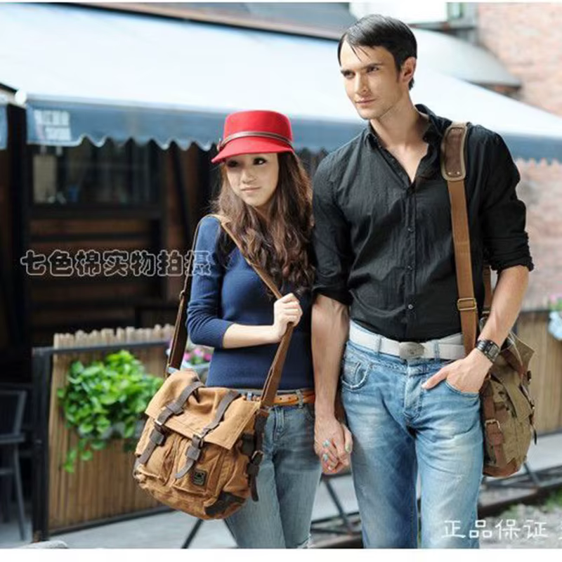 2025 mode Vintage en cuir toile femmes hommes sac de messager coton toile sac à bandoulière hommes s