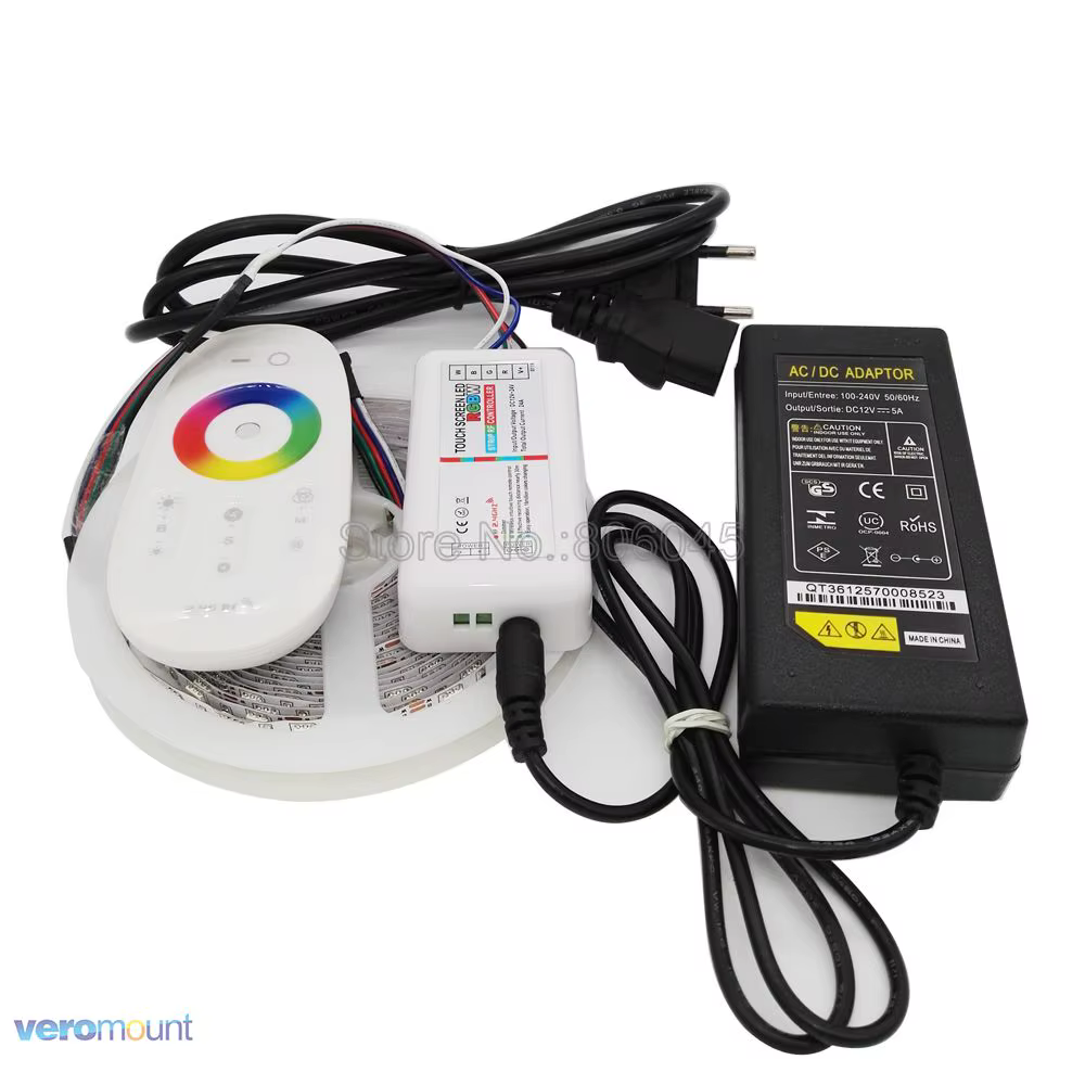Ensemble de bandes LED étanches, 5m, 12V, 5050, RGBW, RGBWW, IP20, IP65, IP67, télécommande 2.4G, ad