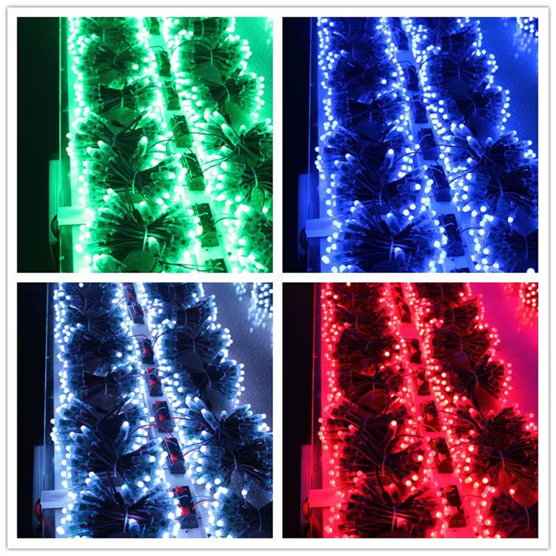 Guirxiété lumineuse LED RGB pixel, chaîne d'éclairage extérieur, coronavirus, Noël, vacances, 50 piè