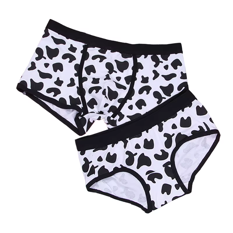 Sous-vêtements sexy en coton pour couples amoureux, boxer pour hommes et femmes, culottes respirante
