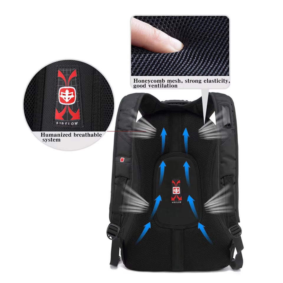 Sac à dos suisse étanche pour hommes, sacs à dos pour ordinateur portable 15.6/17 pouces, sacs de vo