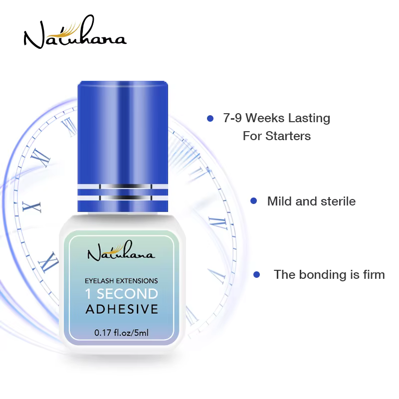 NATUHANA colle d'extension de cils noir/clair 2-3s séchage rapide yeux sensibles individuel fort fau