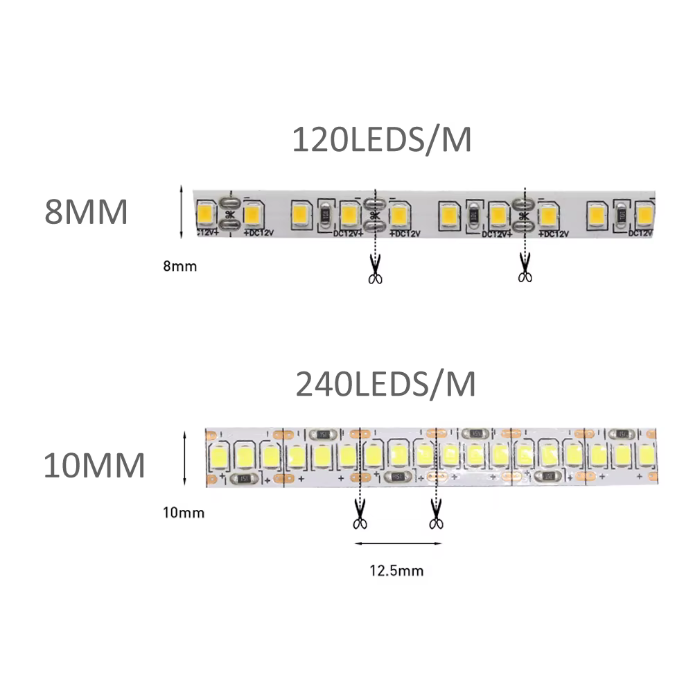 12V LED bande SMD 2835 1M 2M 3M 4M 5M LED bande bande lumière 120LED/M 240LED/M blanc chaud bande Fl