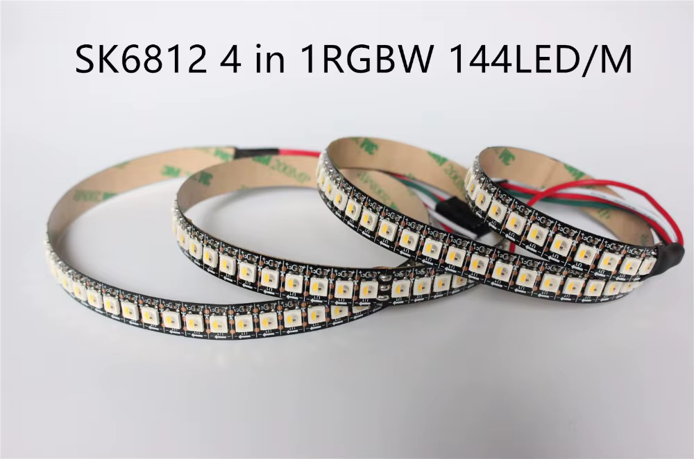 SK6812 RGBW (similaire Ws2812b) 4 en 1 1m/4m/5m 30/60/144 LED/Pixels/M bande adressable individuelle