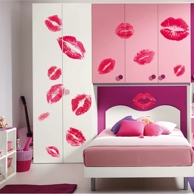Autocollant mural « Baisers » en promotion – Décoration murale pour salon et chambre à coucher – Com