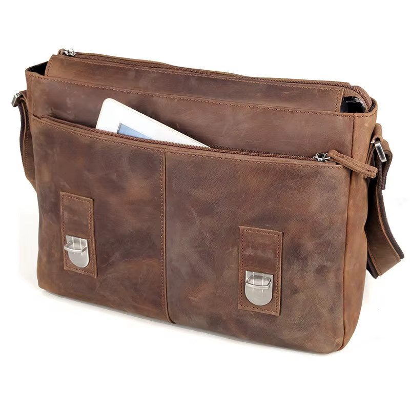 Vintage Crazy Horse cuir hommes sac à bandoulière en cuir véritable sac de messager hommes sac à ban