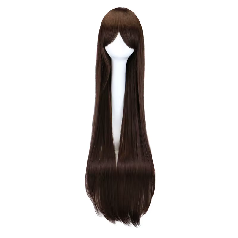 Perruque de Cosplay synthétique longue et lisse, 100 Cm, noir, violet, noir, rouge, rose, bleu, marr